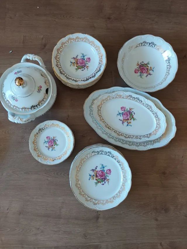 Jogo de jantar porcelana schimidt filete dourado - Foto 4
