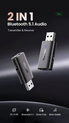 Adaptador Bluetooth UGREEN 2 em 1 para TVs e Aparelhos de Som (Novo)