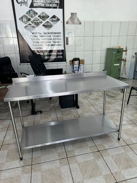 Bancada Mesa de inox com uma prateleira lisa. - Foto 4
