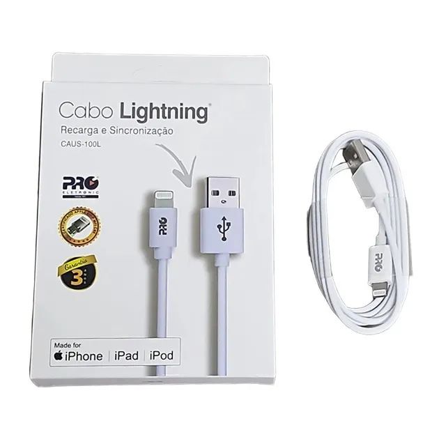 Cabo USB Lightning mfi C89 iPhone CAUS-100l Proeletronic