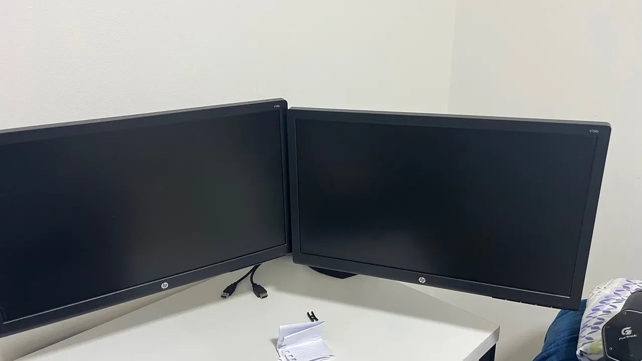 Kit - Dois Monitores HP V19b + suporte 360- Perfeitos para trabalho e jogos! - Foto 3