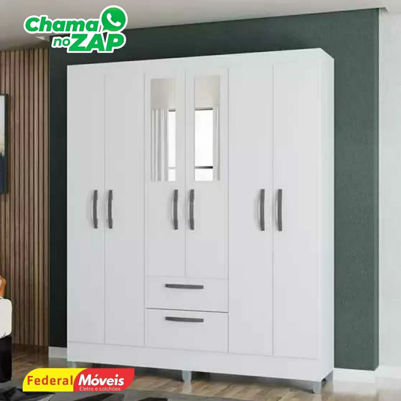 Guarda Roupa 6 Portas e 2 Gavetas Novo Pronta Entrega 