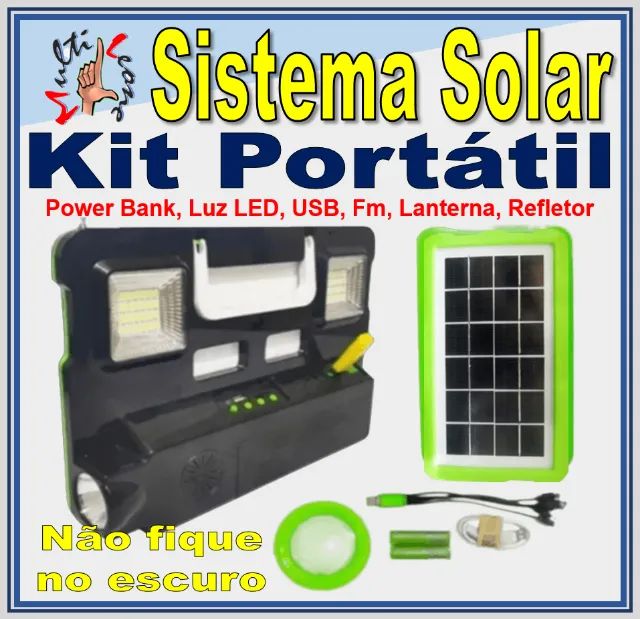 Sistema de Luz Solar LK-3103 - Lanternas, pendente com luz, rádio, leitor de MP3
