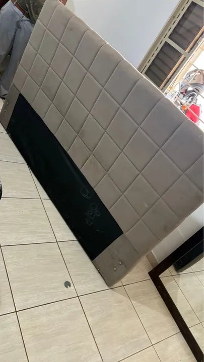 Cabeceira de Cama King Size em Suede Bege