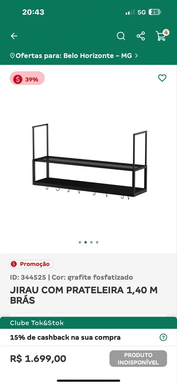 JIRAU COM PRATELEIRA 1,40m BRÁS  - Foto 4