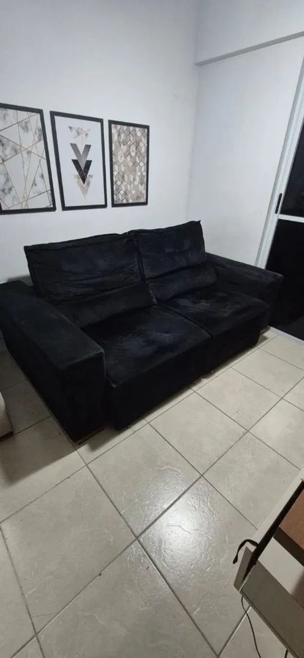 Sofá Retrátil Preto 2 Metros64673644757889121