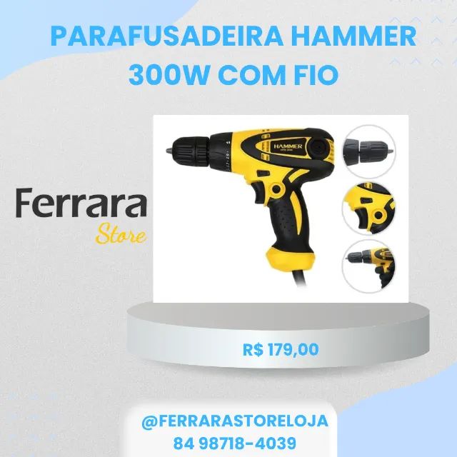 Parafusadeira Furadeira C/ Fio Hammer Gypfe300 220 V