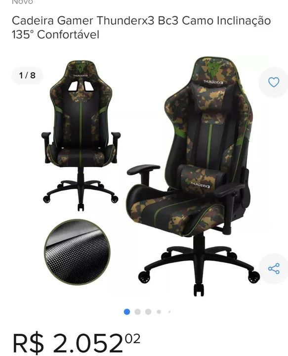 Cadeira thunderx3 verde militar - Foto 5