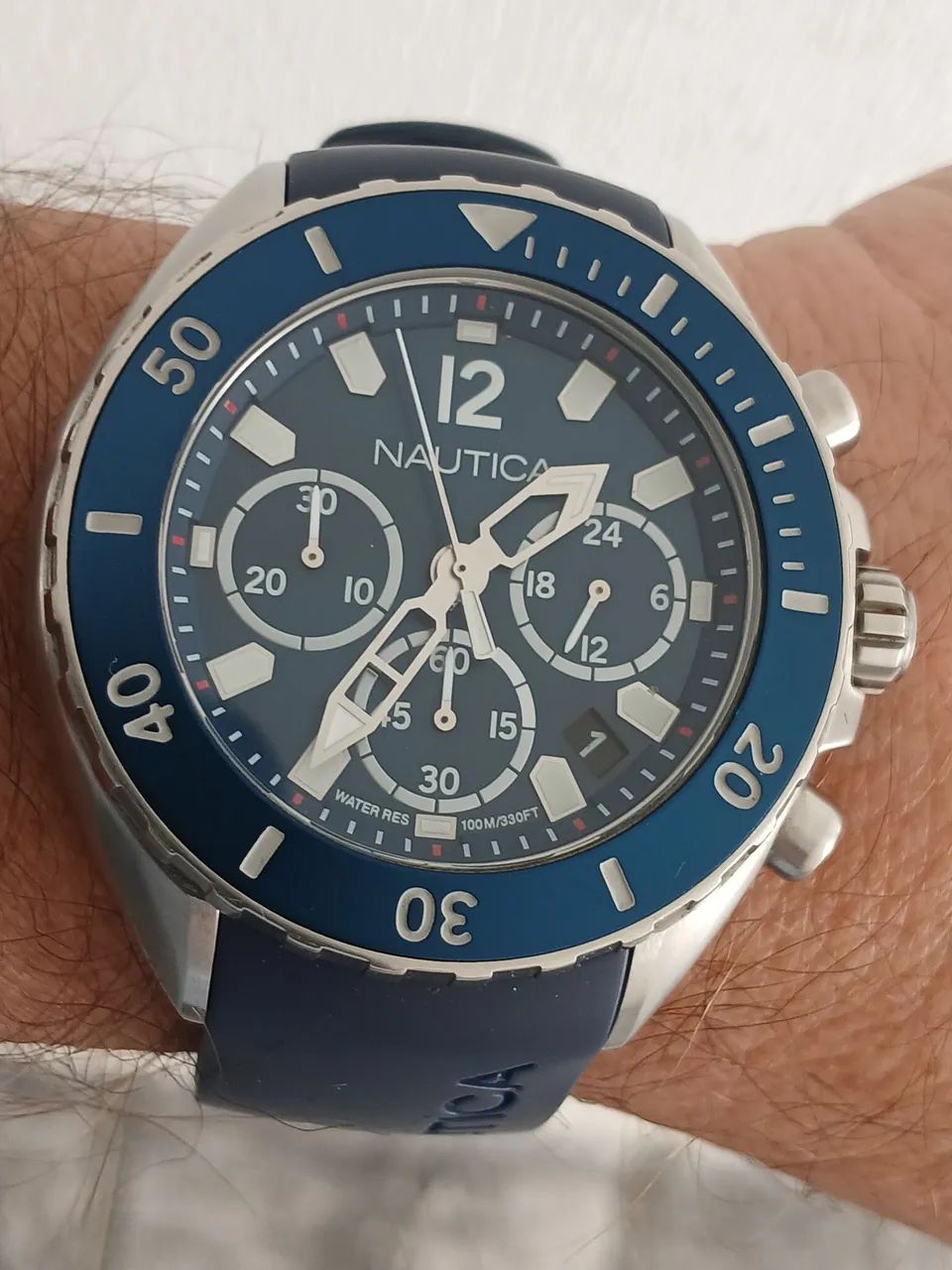 Relógio Nautica Chronograph Diver Azul - original belíssimo  - Foto 2