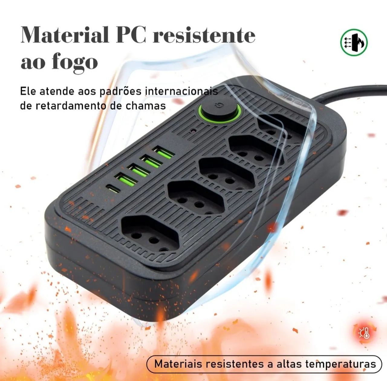Extensão de 5M Metros Coibeu 220v 5 Tomadas + 5 USB (Preto) - Foto 5