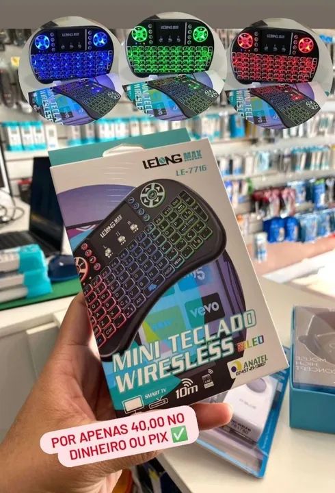Mini teclado wireless controle tv