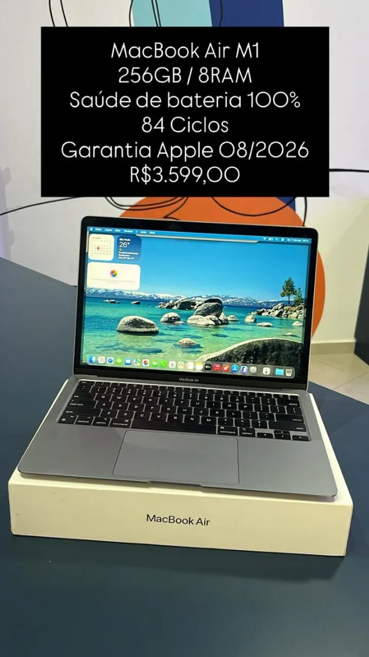 Macbook Air M1 , 13.3, 256 SSD, 8 Ram Dourado | Lacrado Novo