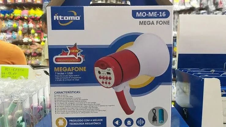 Megafone Gravador Amplificador Voz Autofalante USB