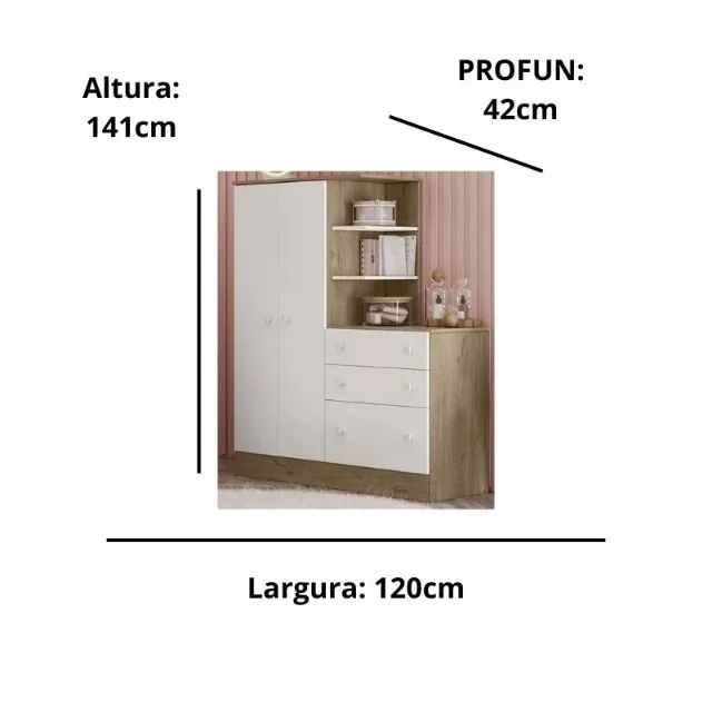 GUARDA ROUPA CÔMODA DOCE SONHO NOVO - Foto 2