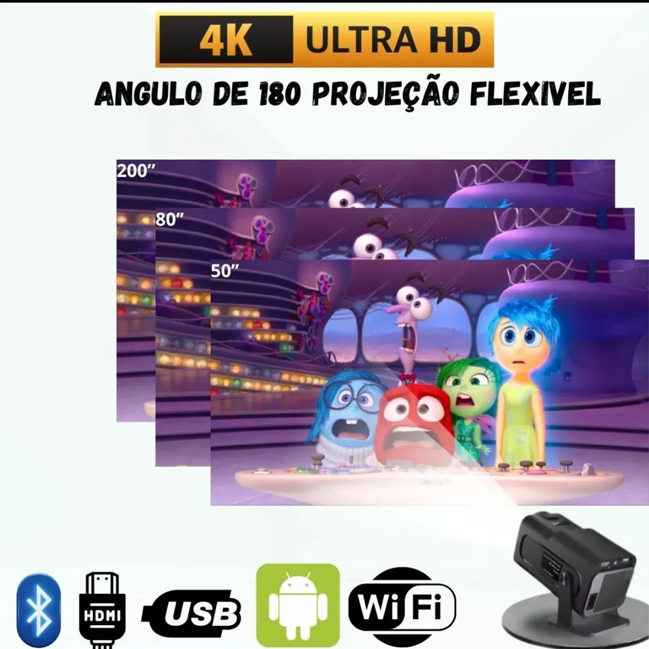 Projetor 4k Ultra Hd Hy320 Smart Wi-fi 6<br>Bluetooth Android - Foto 4