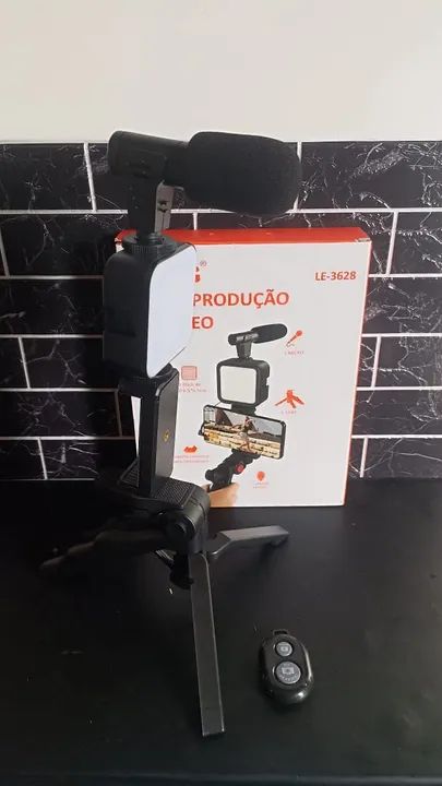 Kit estabilizador com LED, microfone e controle bluetooth/ SUPER OFERTA 