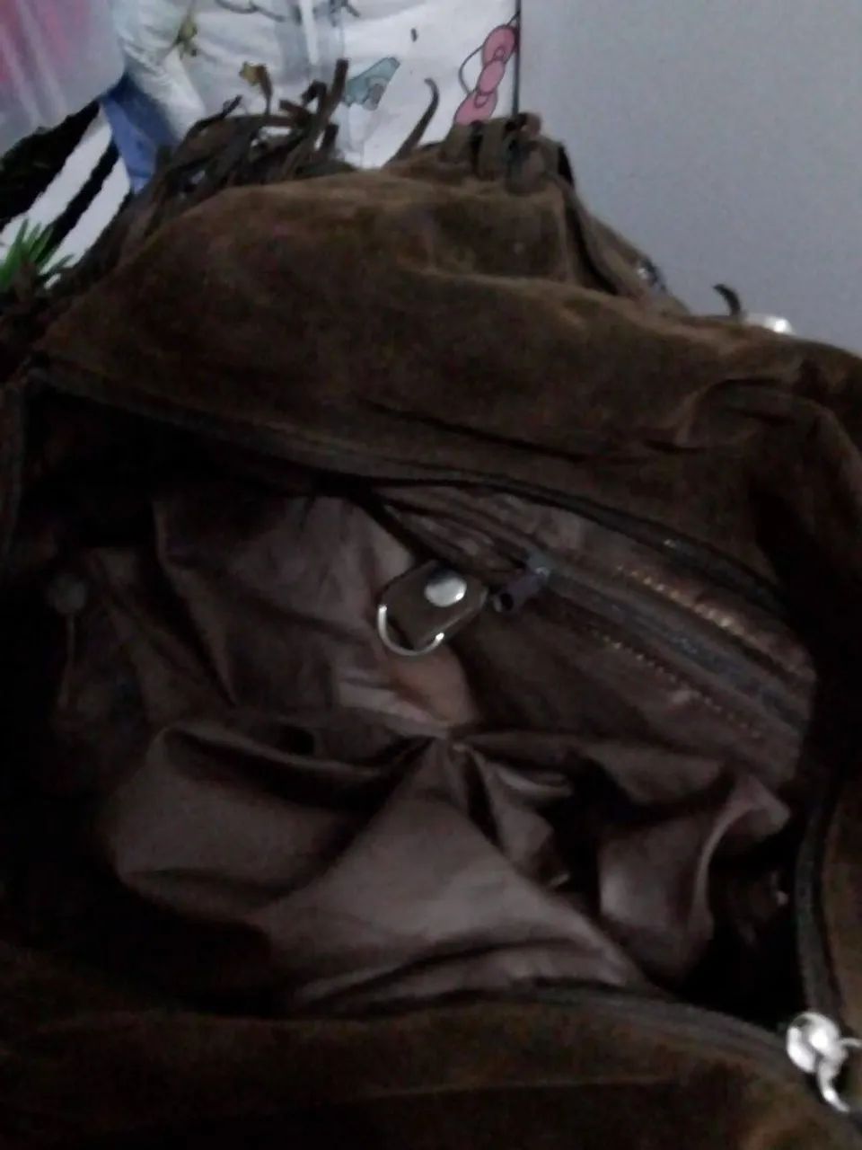 Bolsa de ombro marrom com franjas - Foto 2