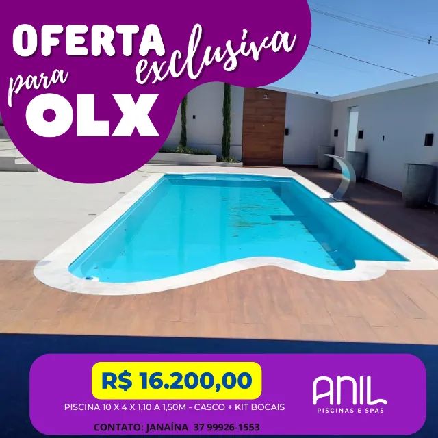 JA - Piscina direto de fábrica com qualidade - Piscina de fibra 10 x 4 x 1,10 a 1,50m