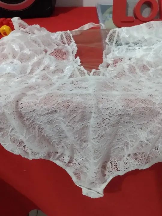 Body de renda preto e branco  - Foto 4