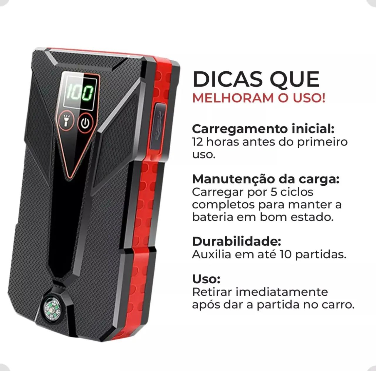 Auxiliar de partida Luatek compressor luz de emergência Power bunker - Foto 2
