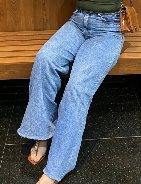 Calça Jeans Wide leg Azul Clara