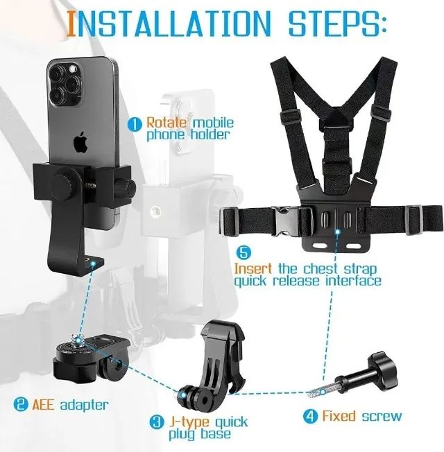 Suporte Peito Peitoral Para Celular Câmera Gopro Chest Band  - Foto 2