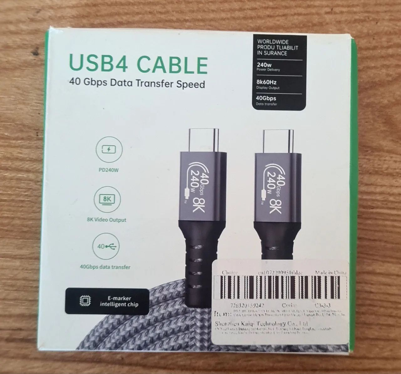 CABO USB 4.0 40Gb 8K Thunderbolt