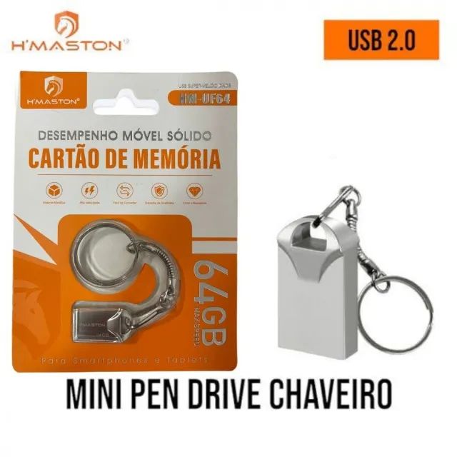 Mini Pen Drive Portátil Desempenho Móvel Sólido USB 2.0 de Metal em Chaveiro de  
