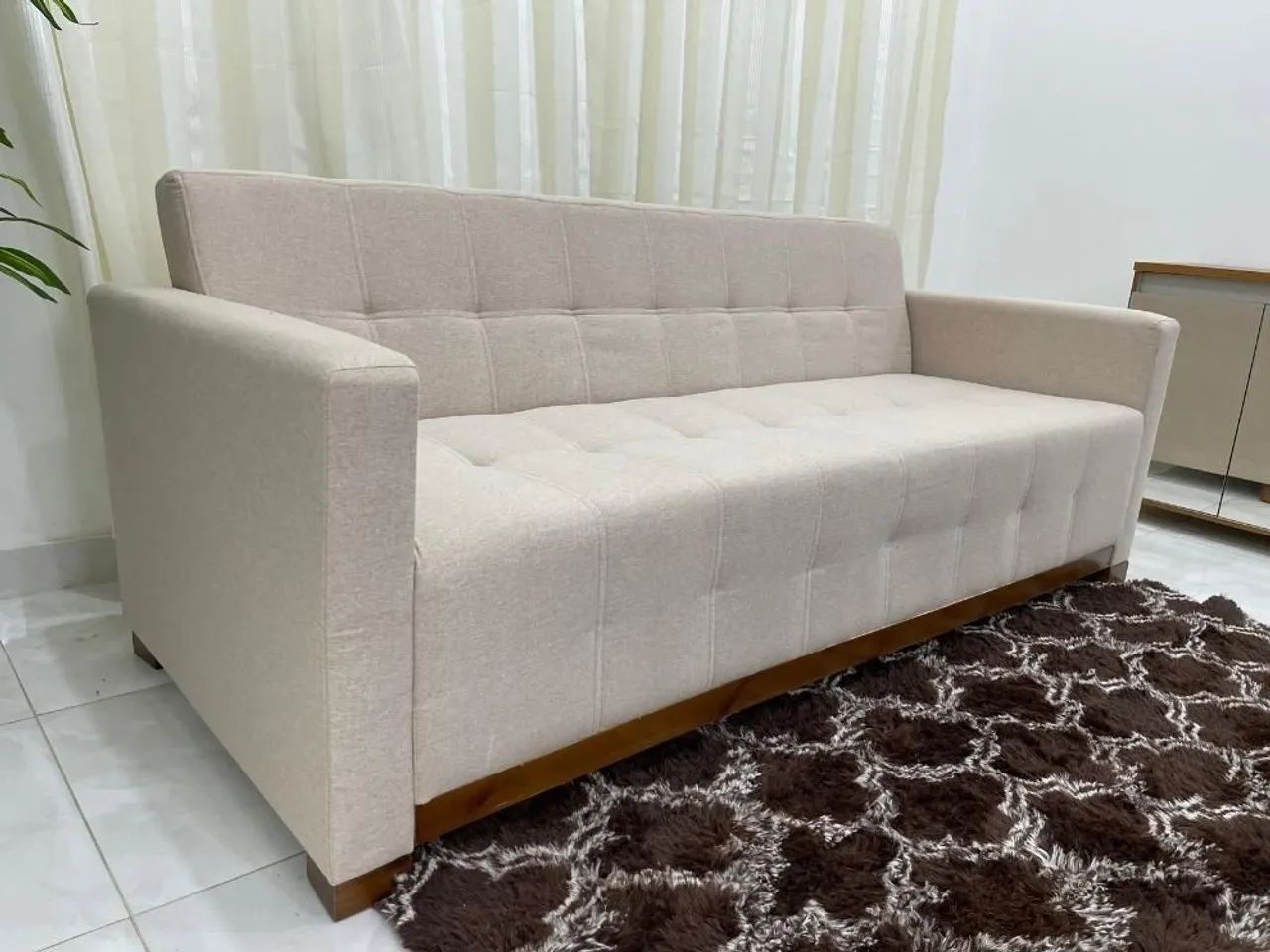 Sofá Cama Casal com Braço 210cm Linho Bege - Foto 3