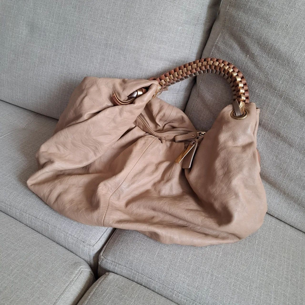 Bolsa de Ombro Bege couro Arezzo - Foto 5