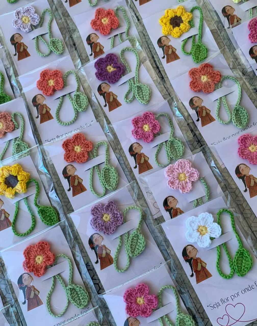 Marcadores de Página Flor em Crochê - Várias Cores - SOB ENCOMENDA - Chamar no chat