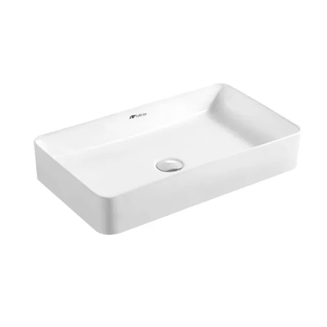Cuba Pia 61x35 Cerâmica de Apoio para Banheiro Lavabo - Tubrax - BAB0009