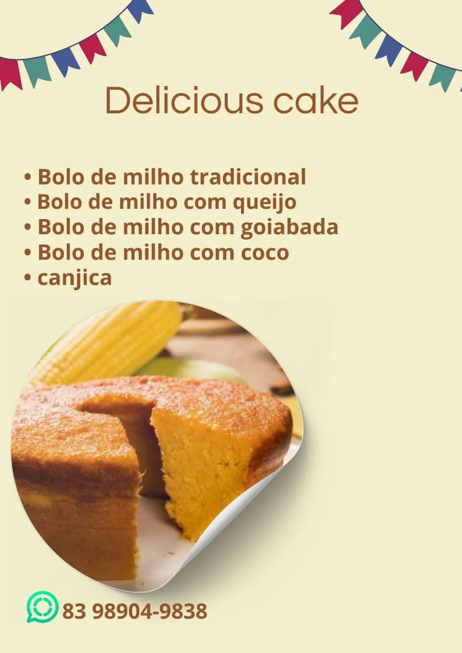 Bolo de milho caseiro - sabores deliciosos