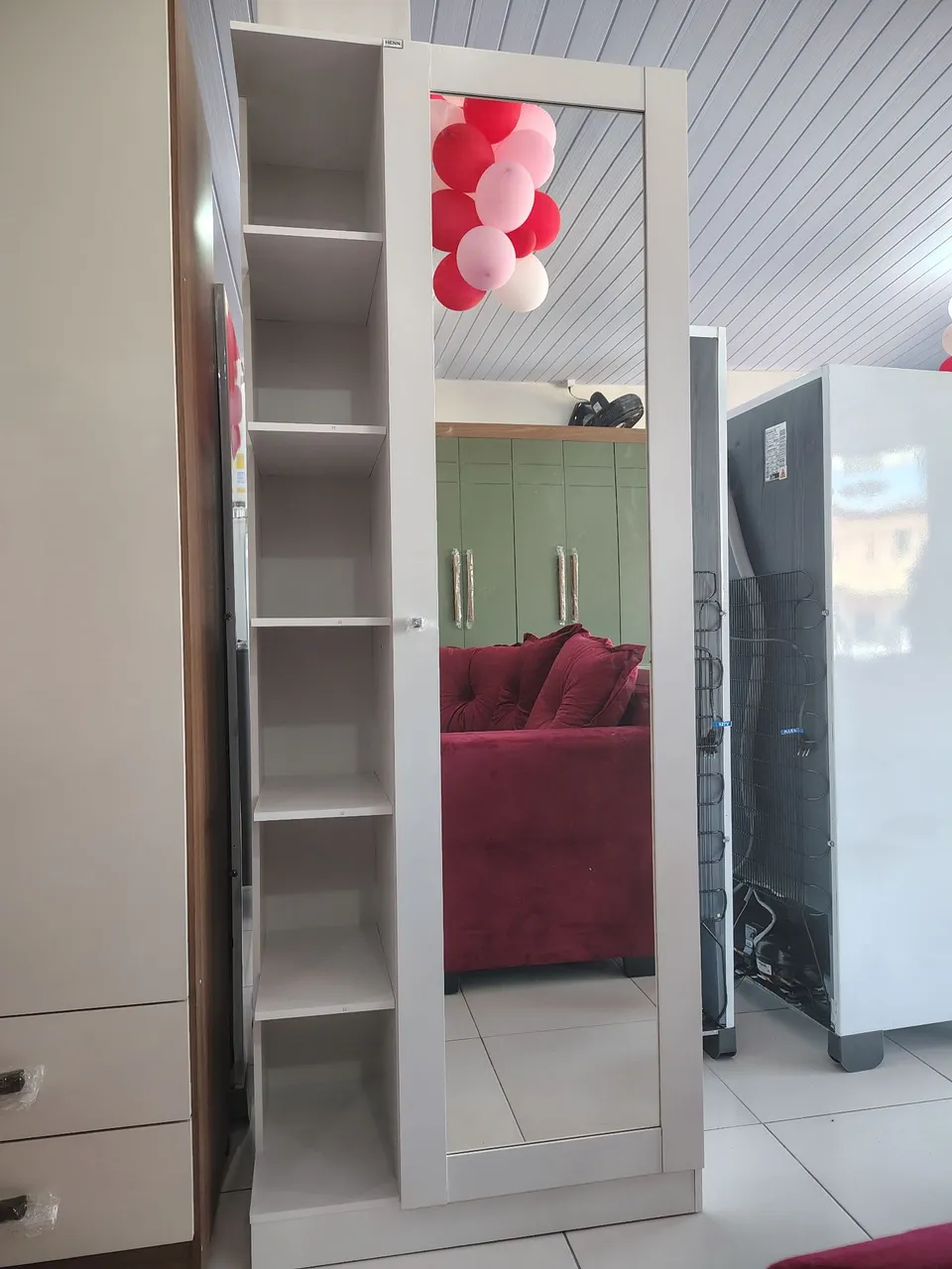 Sapateira Duetto 01 Porta Espelho Branco HP