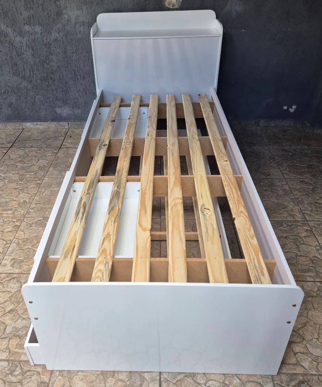 CAMA SOLTEIRO COM AUXILIAR BAÚ E GAVETAS - NOVA - Foto 4