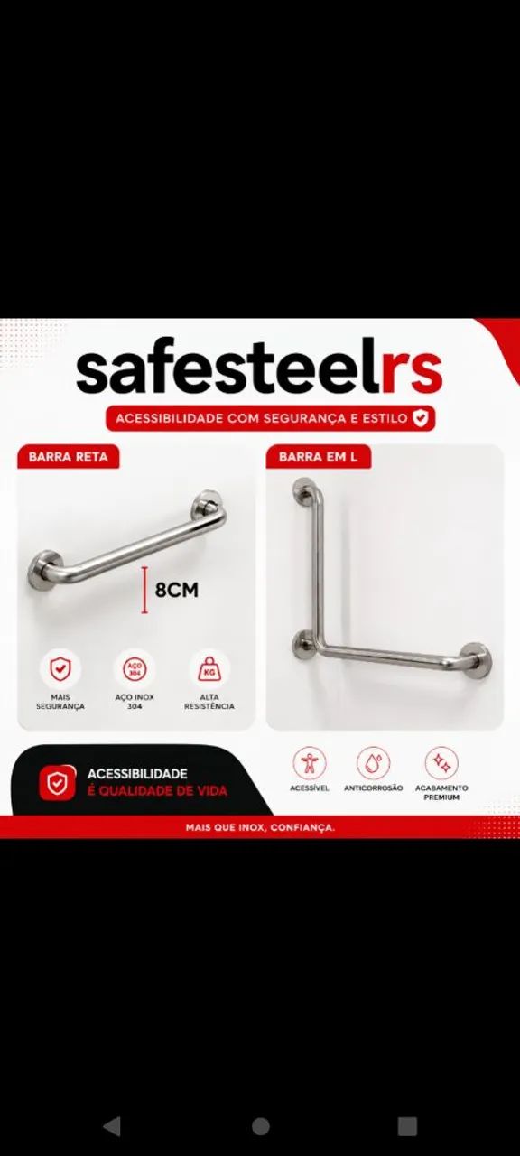 Barras de Apoio em Aço Inox Premium<br>Segurança ? Elegância ? Durabilidade