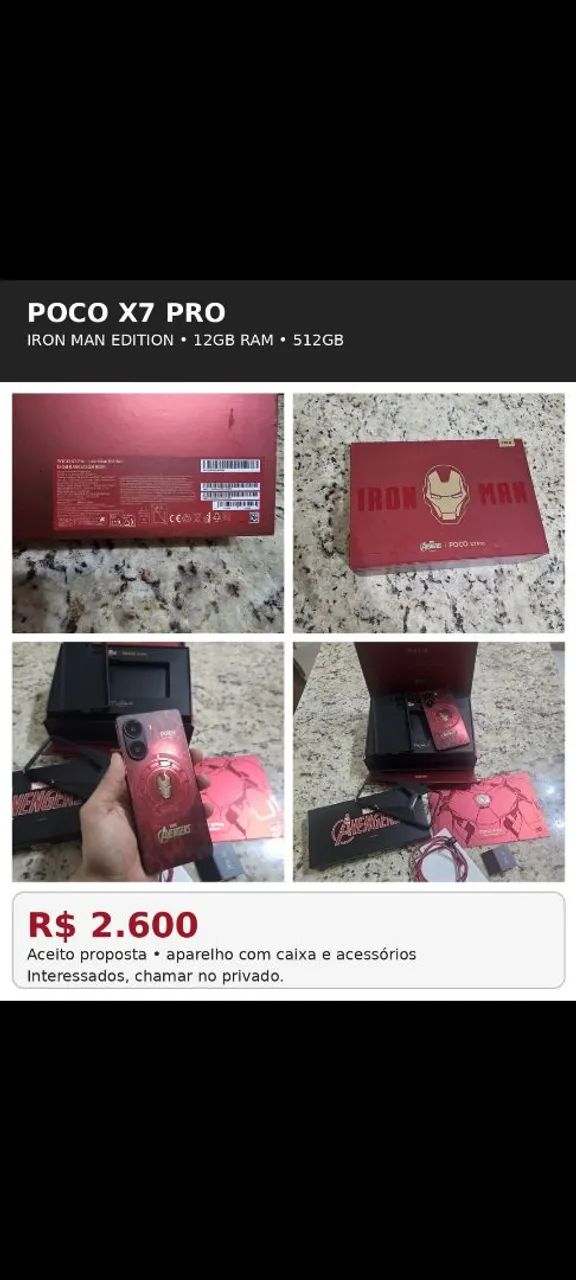 POCO X7 PRO EDIÇÃO IRON MAN 512GB 12RAM