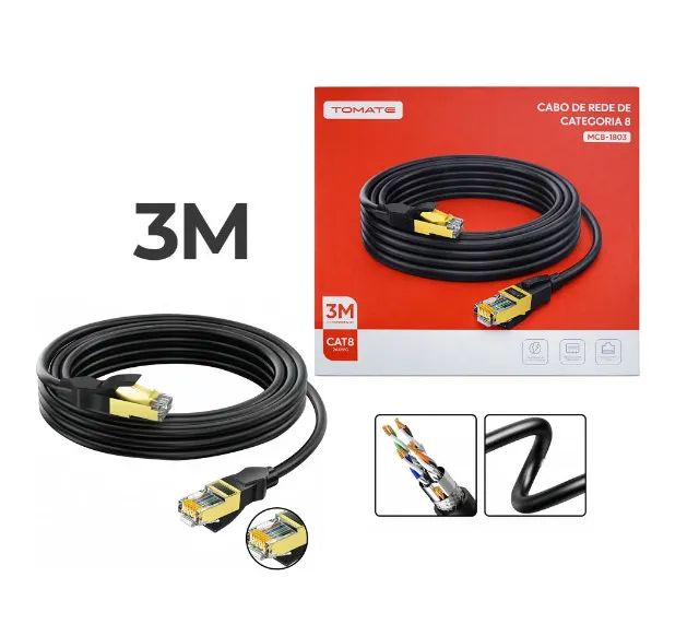 Cabo de Rede RJ45 CAT8 3 Metos Tomate