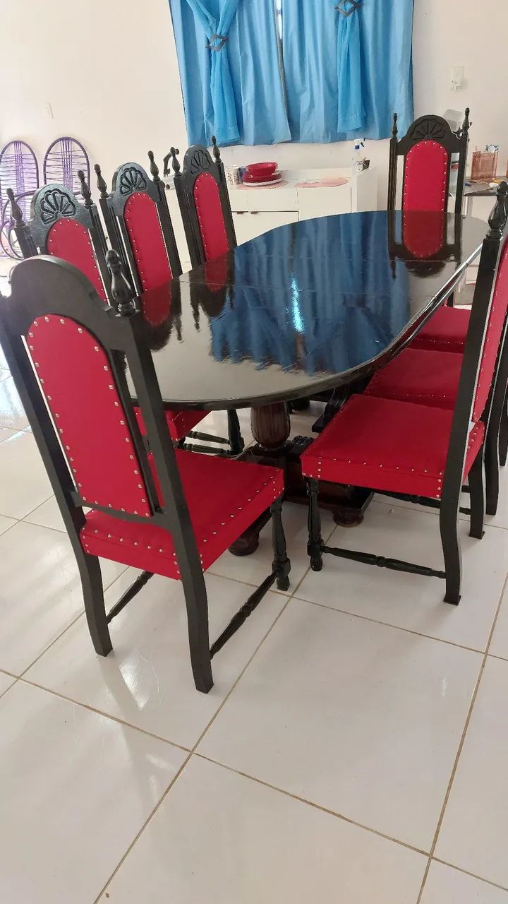 Mesa jantar estilo colonial mogno - Foto 5