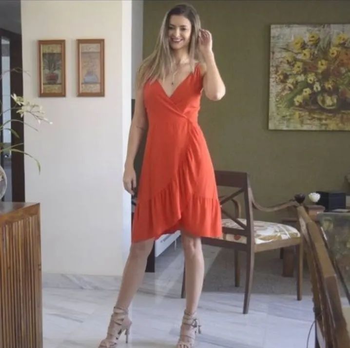 Vestido envelope vermelho M ou G - Foto 2