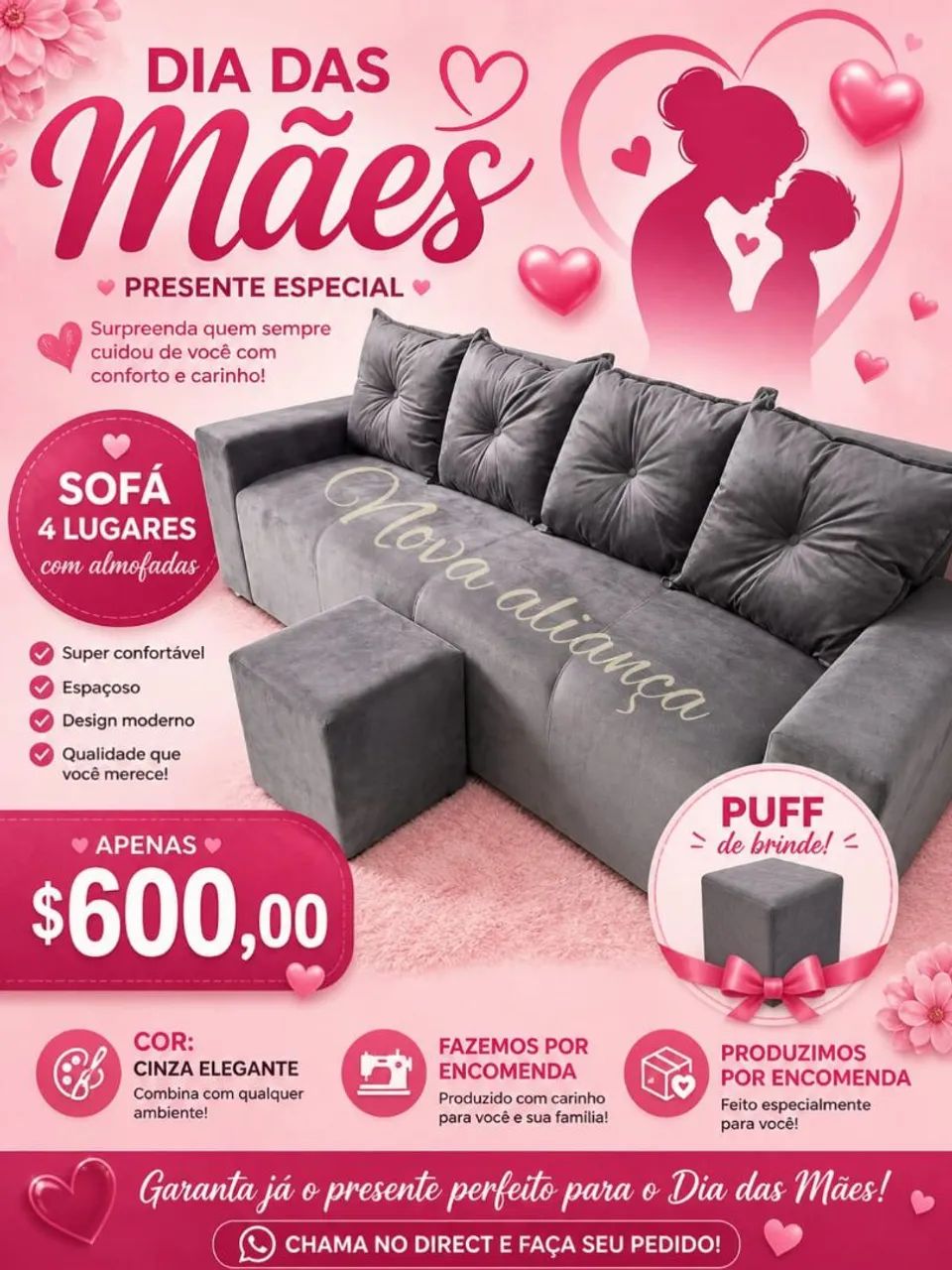 Sofa de 4 lugares com puff promoção aproveite  - Foto 5