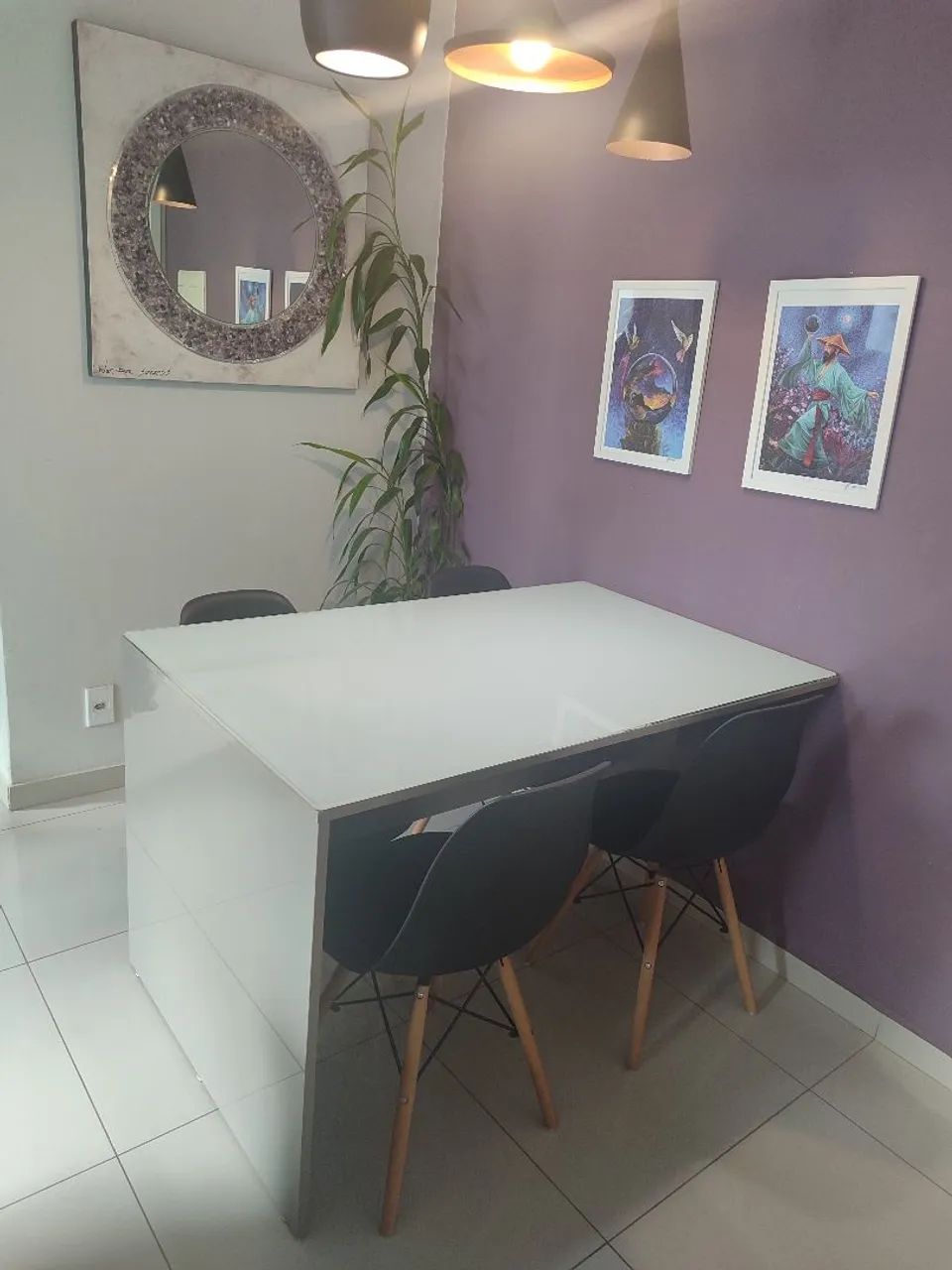 Mesa Planejada Italínea com Vidro - Excelente Estado
