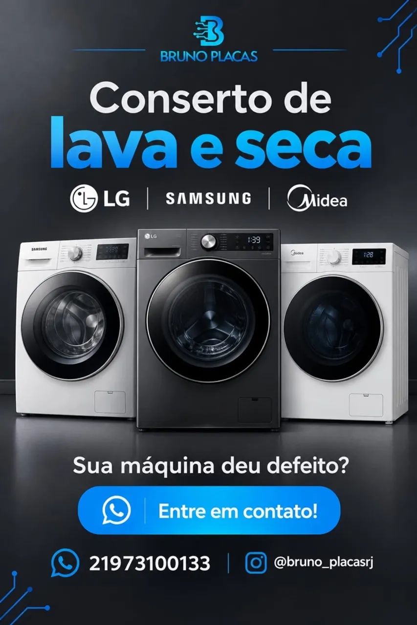 Conserto de máquina de lava e seca Samsung, Lg e Midea