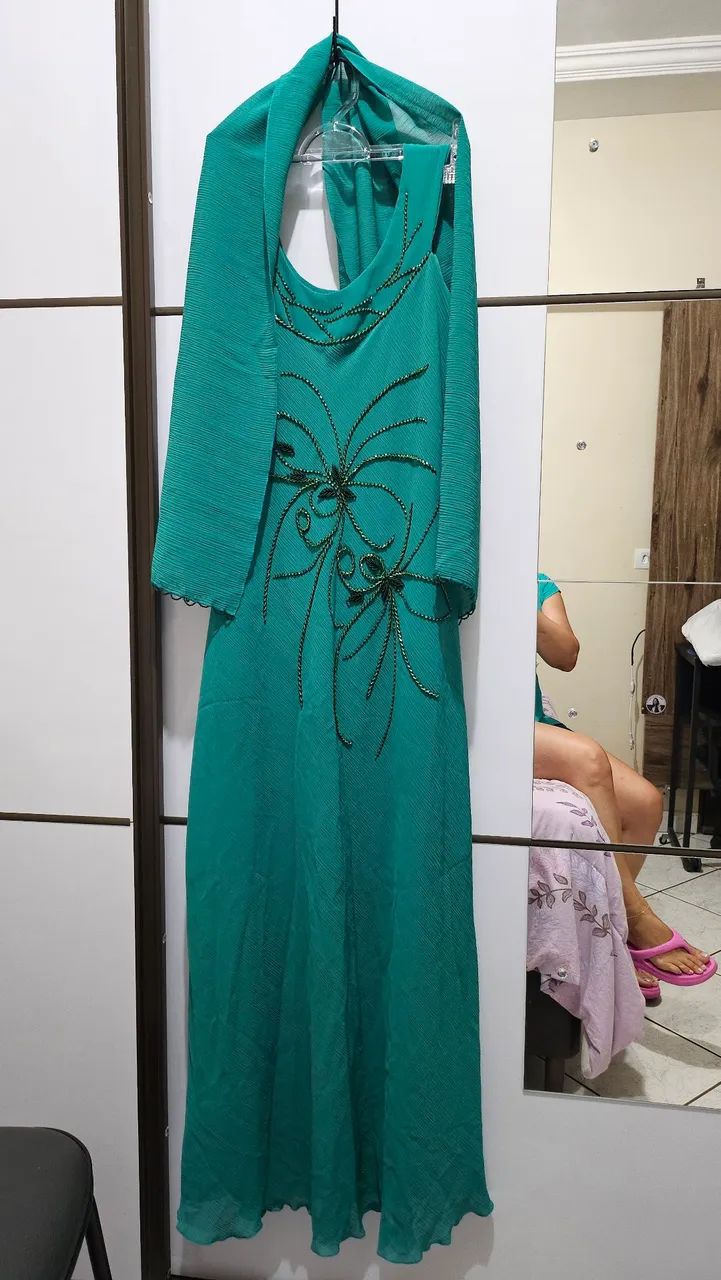 VESTIDO LONGO DE FESTA BORDADO - Foto 2