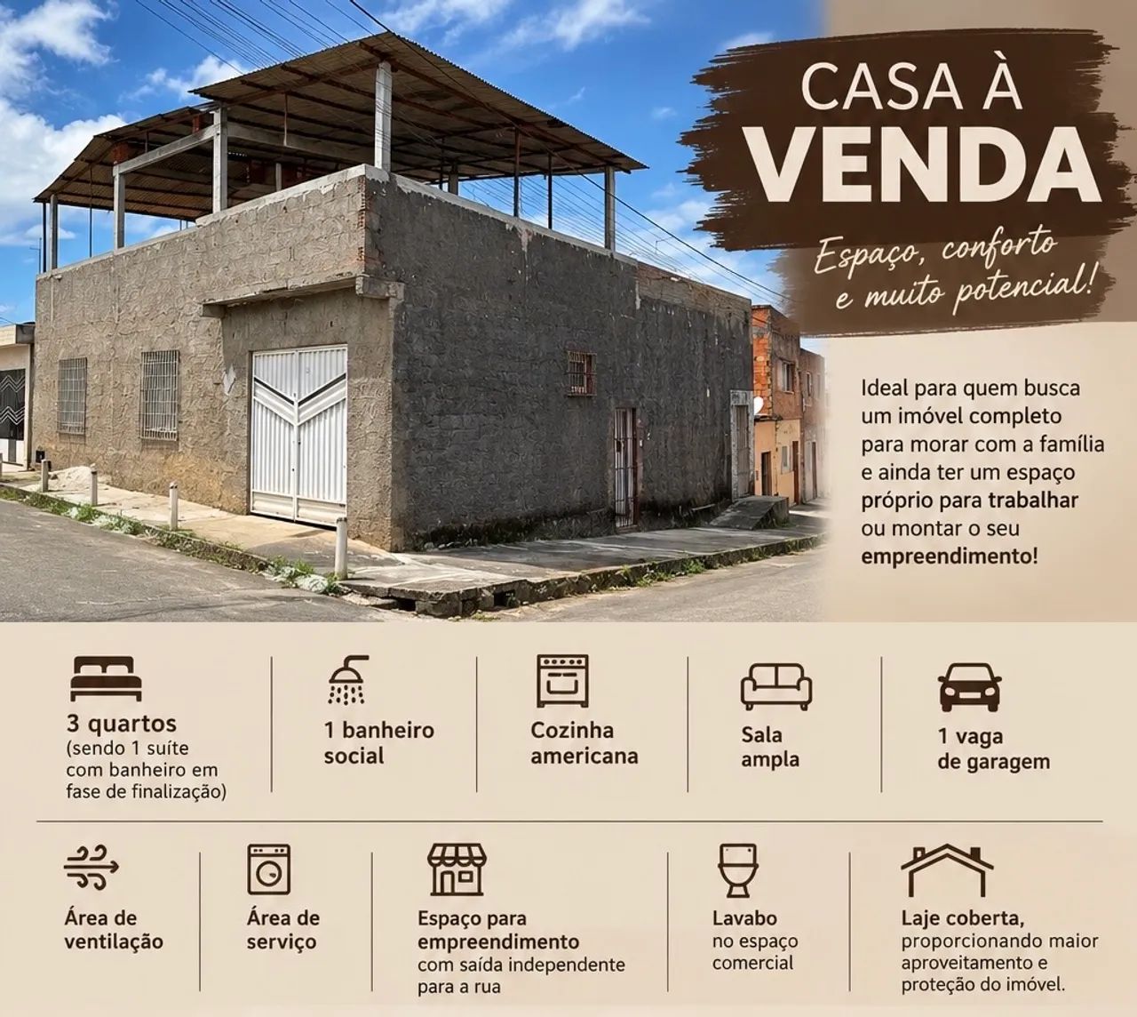 VENDE-SE CASA EM CARMÓPOLIS 