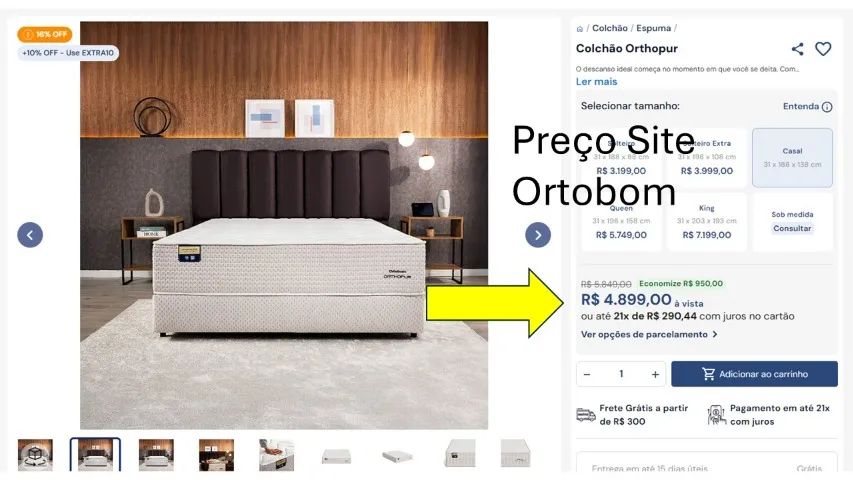 Colchão Ortobom Orthopur Casal