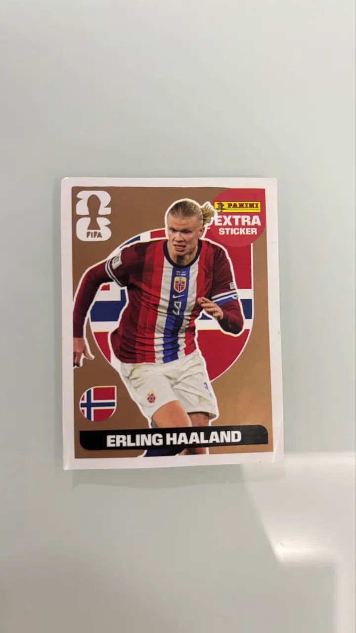 Figurinha Extra Sticker Bronze Erling Haaland Copa 2026 Panini Rara - Foto 2