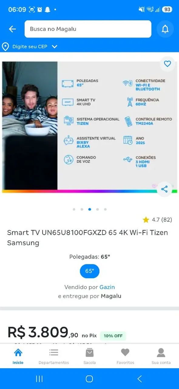 Tv samsung 65 polegadas 2026 vendo ou troco com ps5 4 messes de uso nota fiscal  - Foto 2