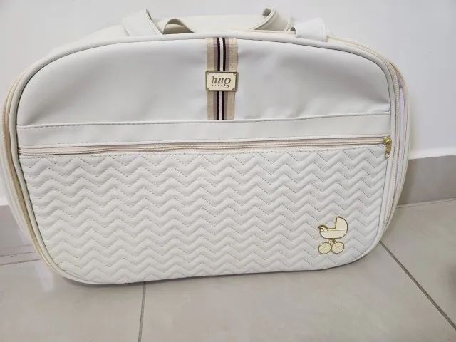 Bolsa Maternidade XG HUG Zig Zag Bege IMPECÁVEL