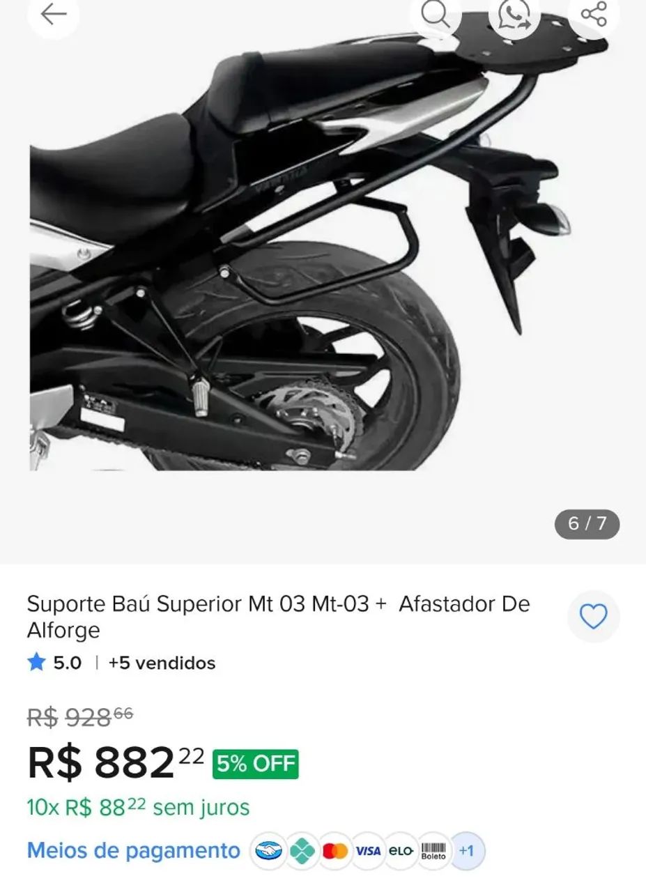 Suporte para baú com afastador de alforges 